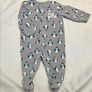 “Bundle 10/$13” Carters 3M Penguin Print fleece Kids One Piece footed sleeper